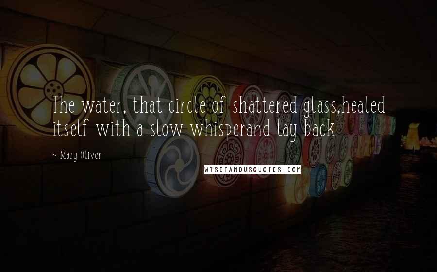 Mary Oliver Quotes: The water, that circle of shattered glass,healed itself with a slow whisperand lay back