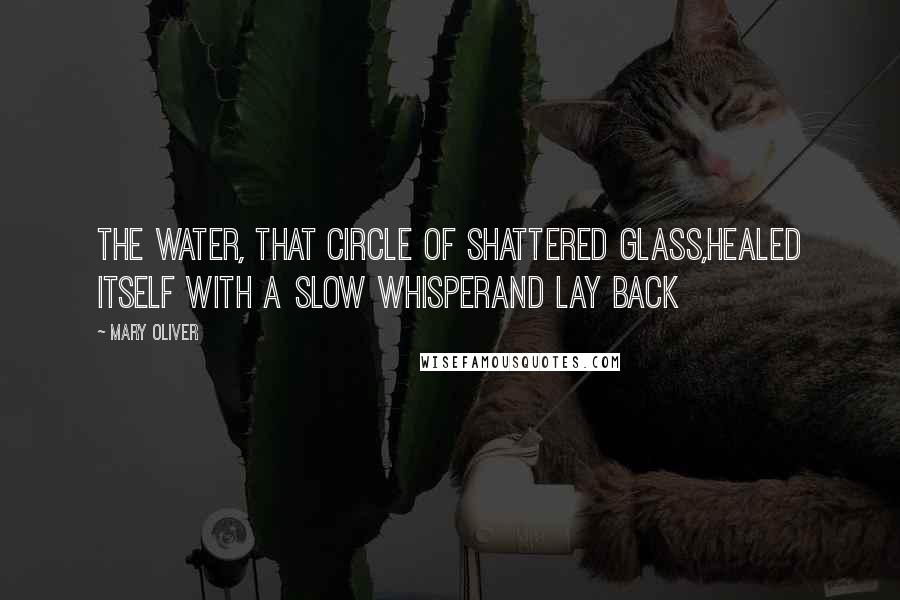 Mary Oliver Quotes: The water, that circle of shattered glass,healed itself with a slow whisperand lay back