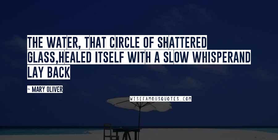 Mary Oliver Quotes: The water, that circle of shattered glass,healed itself with a slow whisperand lay back
