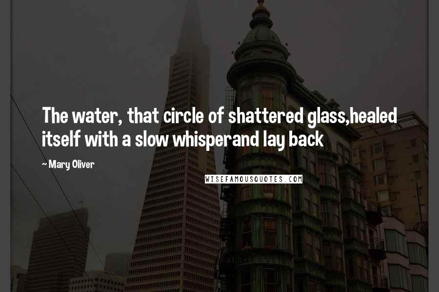 Mary Oliver Quotes: The water, that circle of shattered glass,healed itself with a slow whisperand lay back