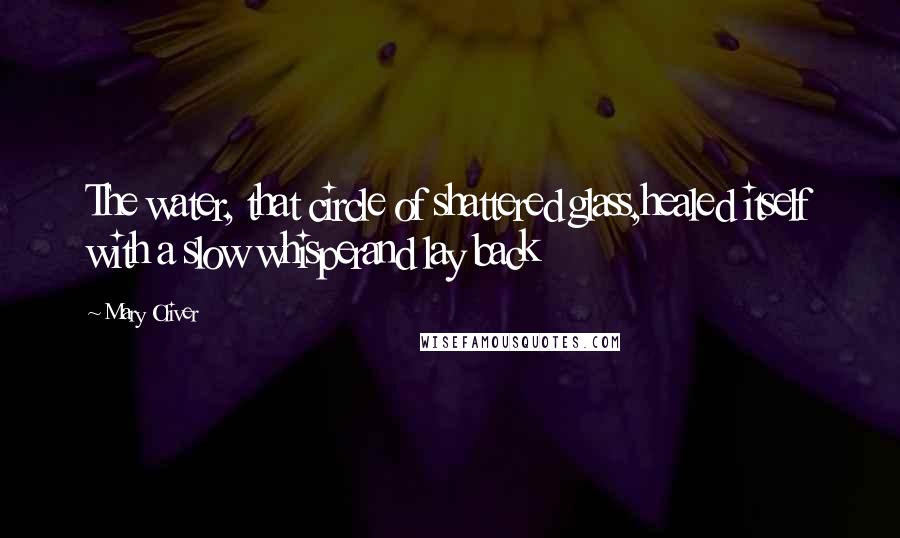 Mary Oliver Quotes: The water, that circle of shattered glass,healed itself with a slow whisperand lay back
