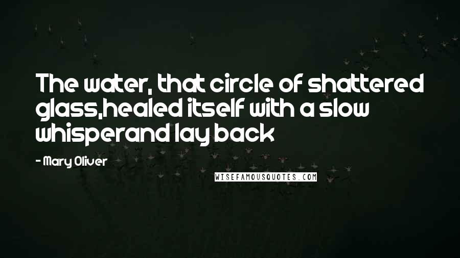 Mary Oliver Quotes: The water, that circle of shattered glass,healed itself with a slow whisperand lay back