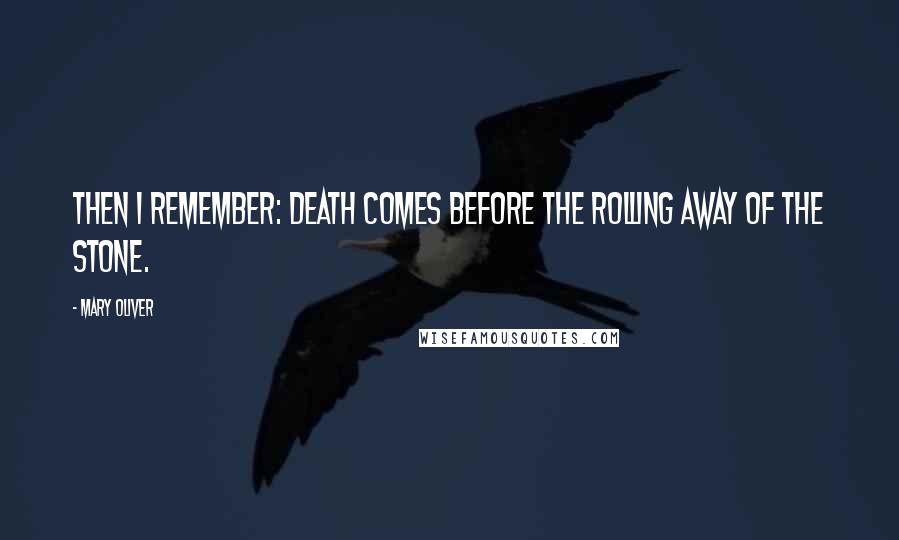 Mary Oliver Quotes: Then I remember: death comes before the rolling away of the stone.