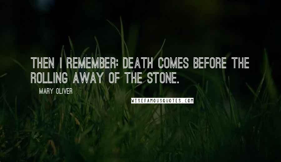 Mary Oliver Quotes: Then I remember: death comes before the rolling away of the stone.