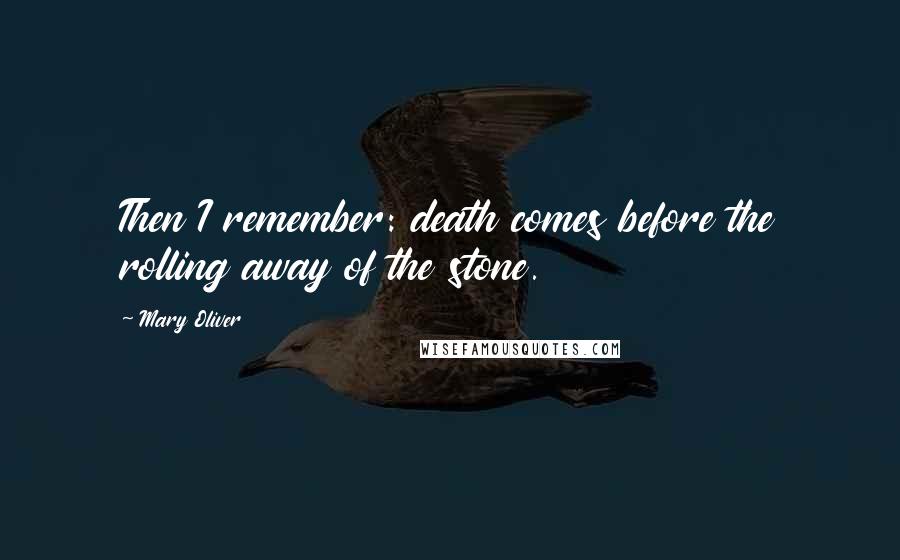 Mary Oliver Quotes: Then I remember: death comes before the rolling away of the stone.