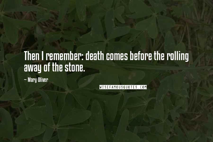 Mary Oliver Quotes: Then I remember: death comes before the rolling away of the stone.