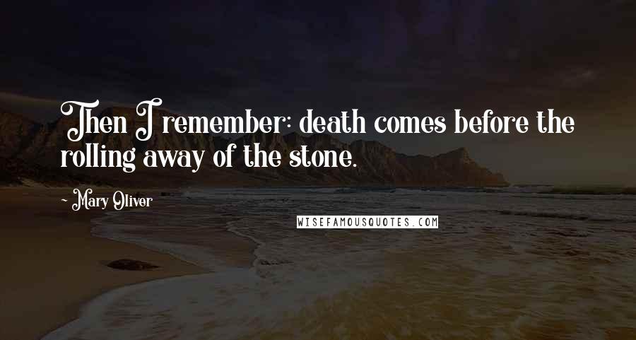 Mary Oliver Quotes: Then I remember: death comes before the rolling away of the stone.