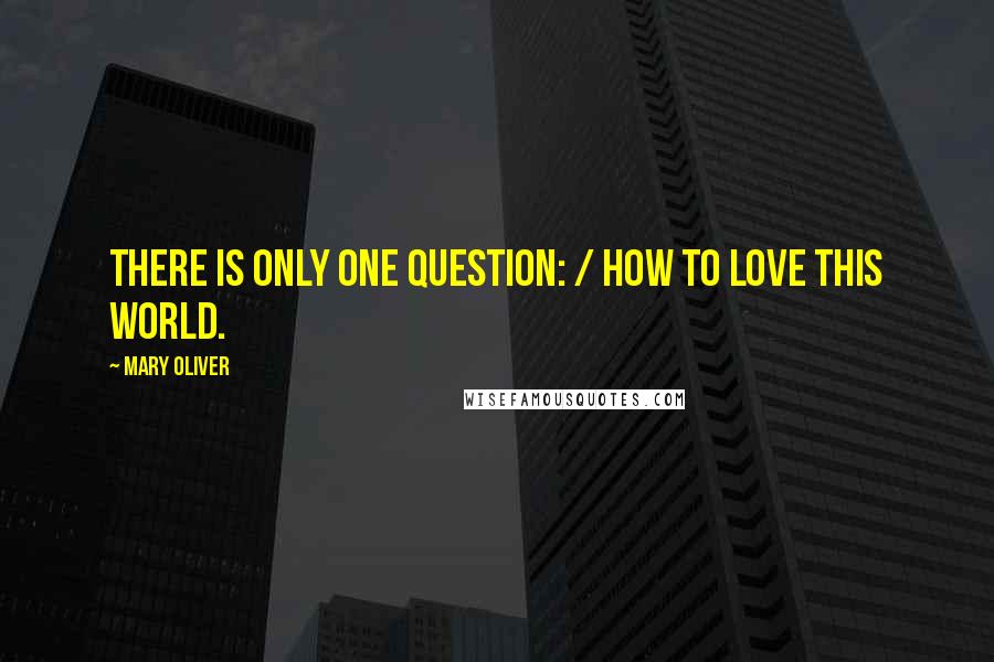 Mary Oliver Quotes: There is only one question: / how to love this world.