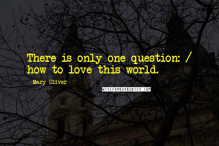 Mary Oliver Quotes: There is only one question: / how to love this world.