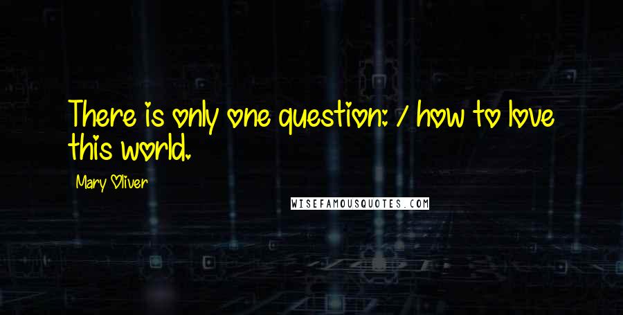 Mary Oliver Quotes: There is only one question: / how to love this world.