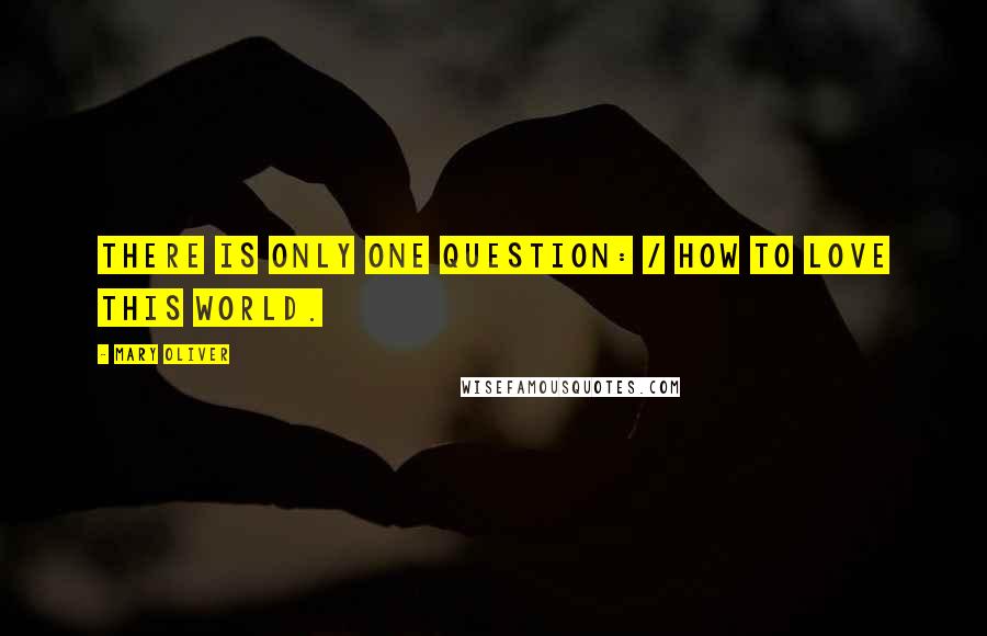 Mary Oliver Quotes: There is only one question: / how to love this world.