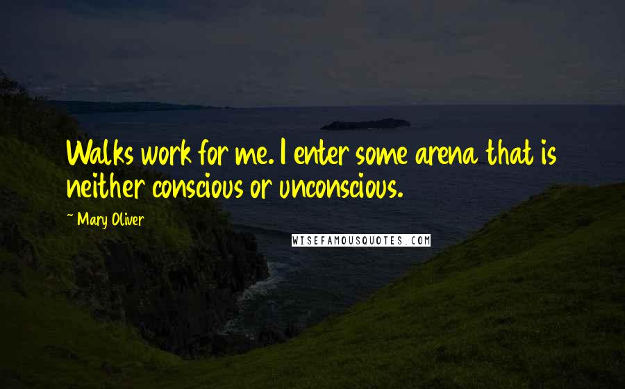 Mary Oliver Quotes: Walks work for me. I enter some arena that is neither conscious or unconscious.