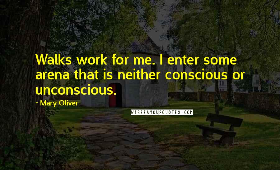 Mary Oliver Quotes: Walks work for me. I enter some arena that is neither conscious or unconscious.