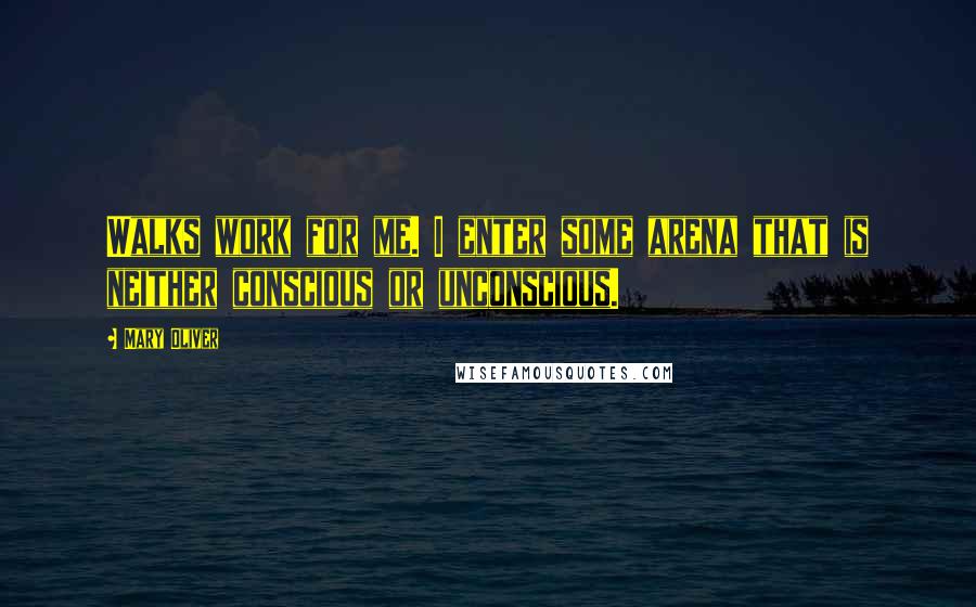 Mary Oliver Quotes: Walks work for me. I enter some arena that is neither conscious or unconscious.