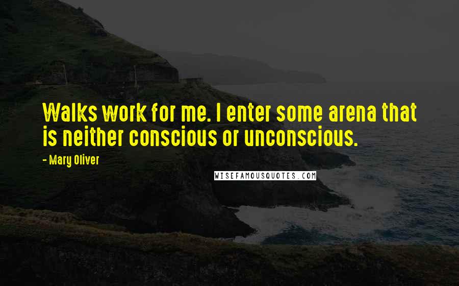 Mary Oliver Quotes: Walks work for me. I enter some arena that is neither conscious or unconscious.