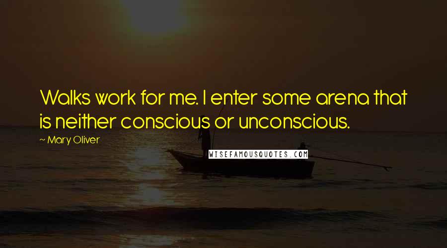 Mary Oliver Quotes: Walks work for me. I enter some arena that is neither conscious or unconscious.