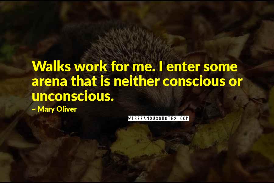 Mary Oliver Quotes: Walks work for me. I enter some arena that is neither conscious or unconscious.