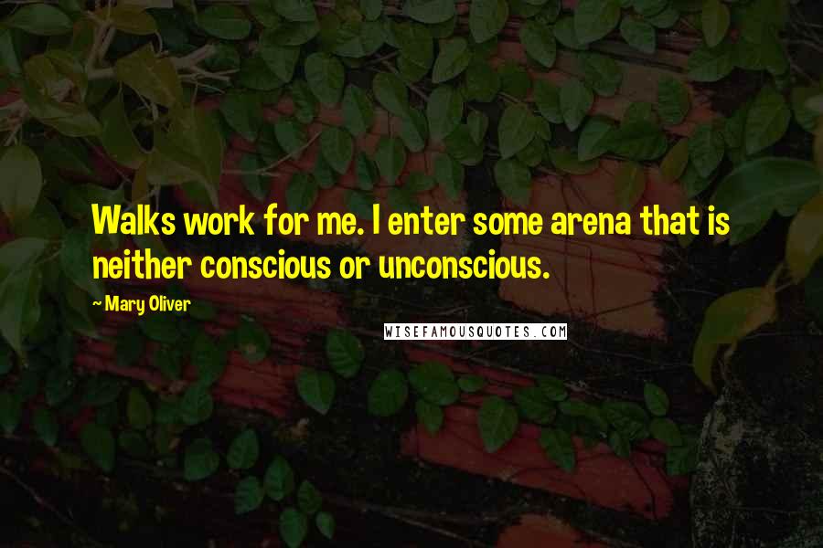 Mary Oliver Quotes: Walks work for me. I enter some arena that is neither conscious or unconscious.