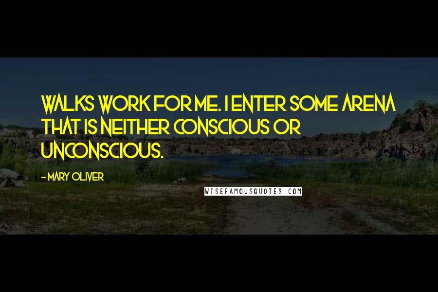 Mary Oliver Quotes: Walks work for me. I enter some arena that is neither conscious or unconscious.