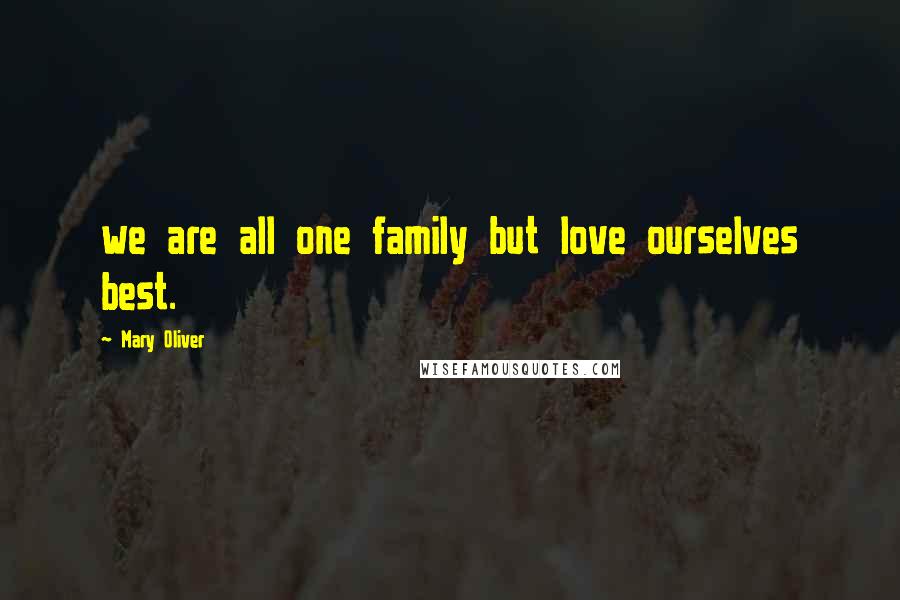 Mary Oliver Quotes: we are all one family but love ourselves best.