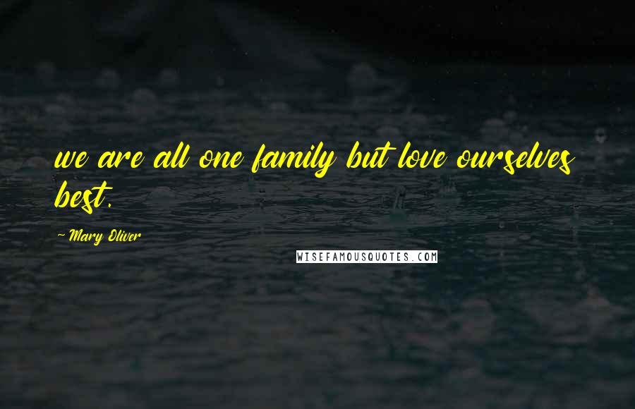 Mary Oliver Quotes: we are all one family but love ourselves best.