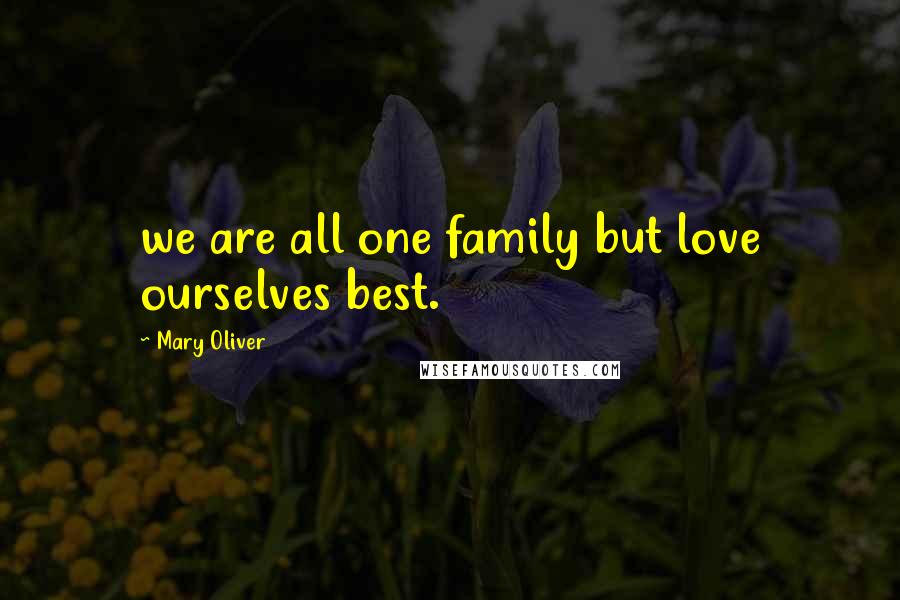 Mary Oliver Quotes: we are all one family but love ourselves best.