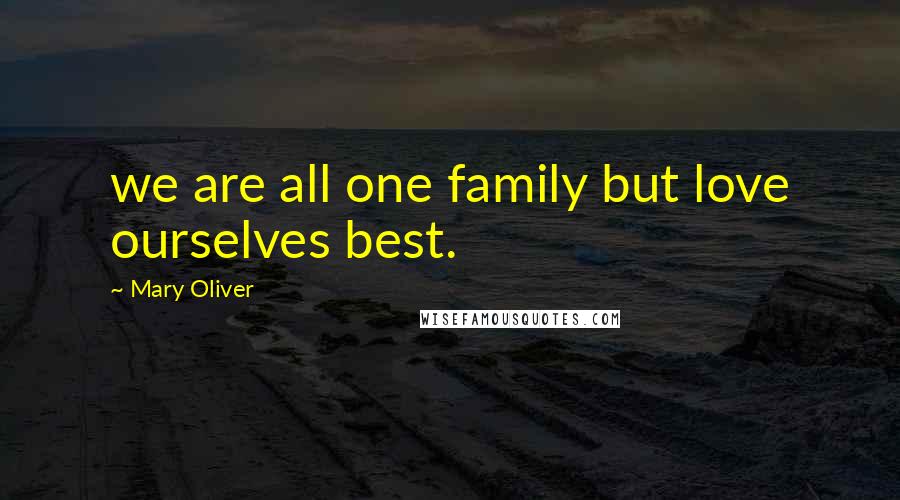 Mary Oliver Quotes: we are all one family but love ourselves best.
