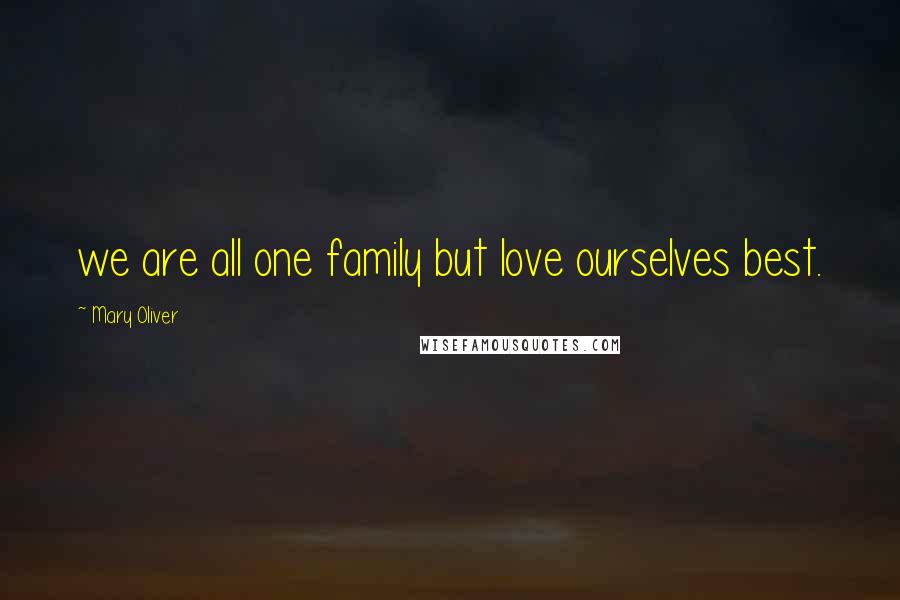 Mary Oliver Quotes: we are all one family but love ourselves best.