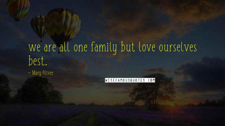 Mary Oliver Quotes: we are all one family but love ourselves best.