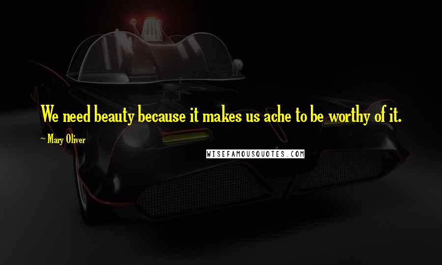 Mary Oliver Quotes: We need beauty because it makes us ache to be worthy of it.