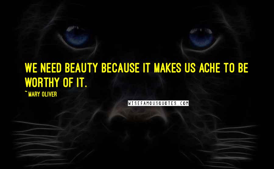 Mary Oliver Quotes: We need beauty because it makes us ache to be worthy of it.