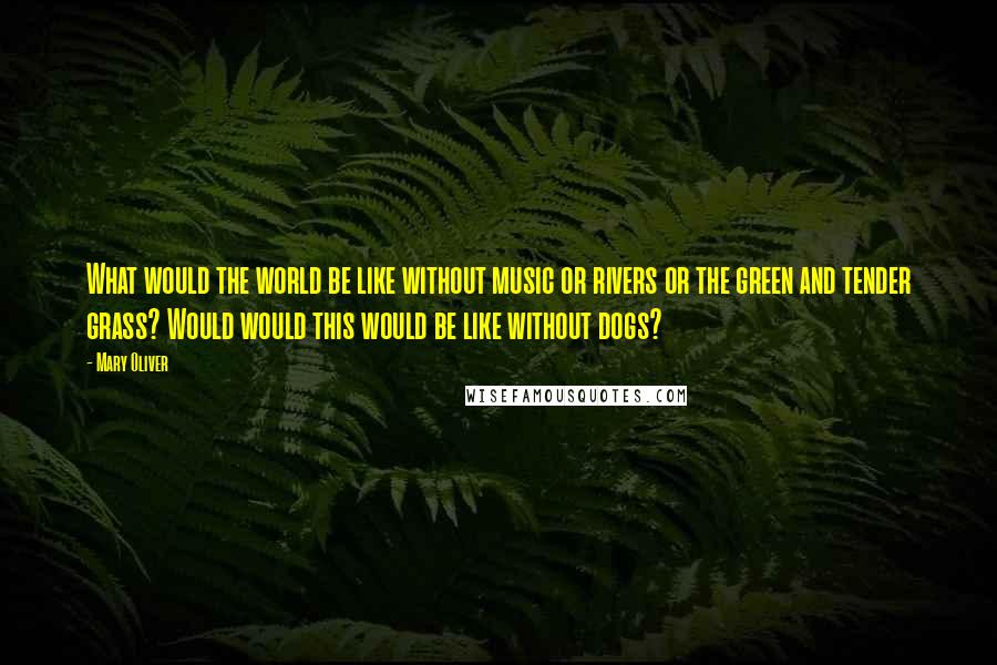 Mary Oliver Quotes: What would the world be like without music or rivers or the green and tender grass? Would would this would be like without dogs?