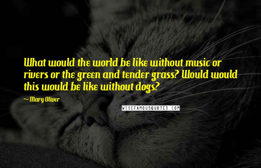 Mary Oliver Quotes: What would the world be like without music or rivers or the green and tender grass? Would would this would be like without dogs?