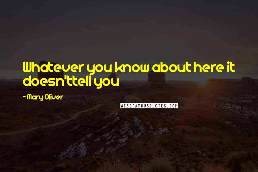 Mary Oliver Quotes: Whatever you know about here it doesn'ttell you