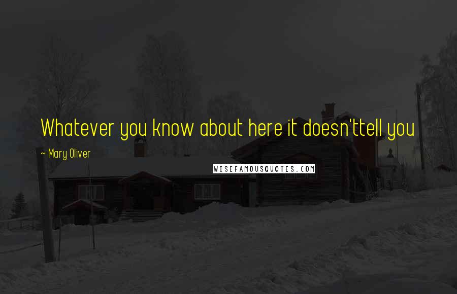 Mary Oliver Quotes: Whatever you know about here it doesn'ttell you