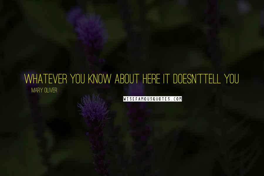 Mary Oliver Quotes: Whatever you know about here it doesn'ttell you