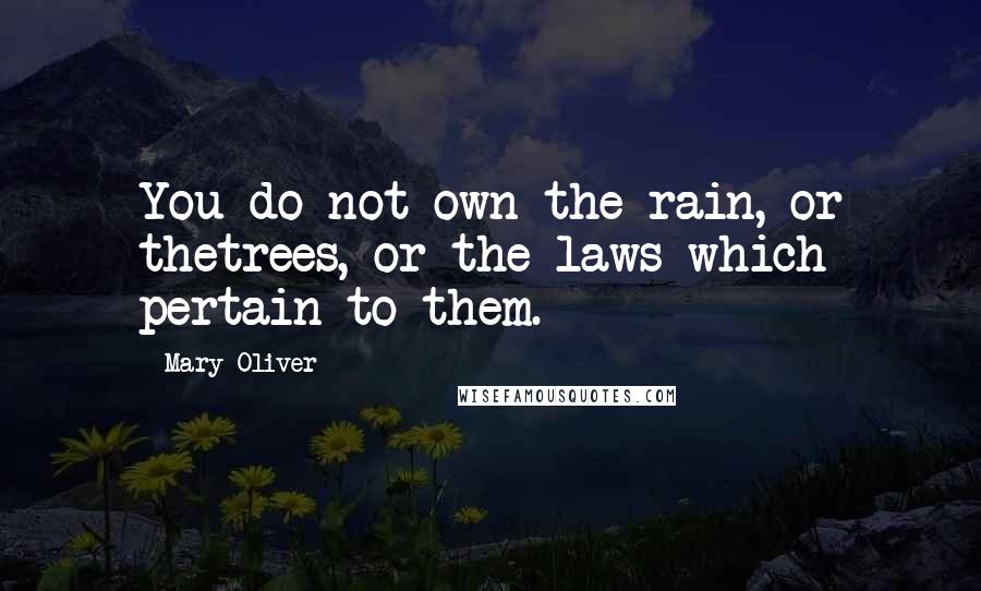 Mary Oliver Quotes: You do not own the rain, or thetrees, or the laws which pertain to them.