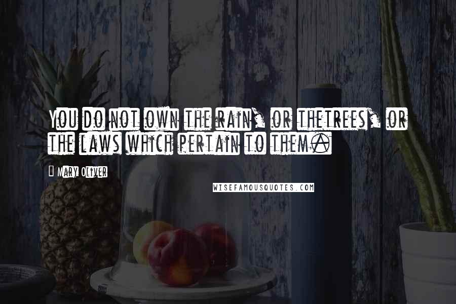 Mary Oliver Quotes: You do not own the rain, or thetrees, or the laws which pertain to them.