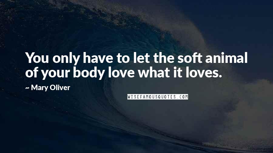 Mary Oliver Quotes: You only have to let the soft animal of your body love what it loves.