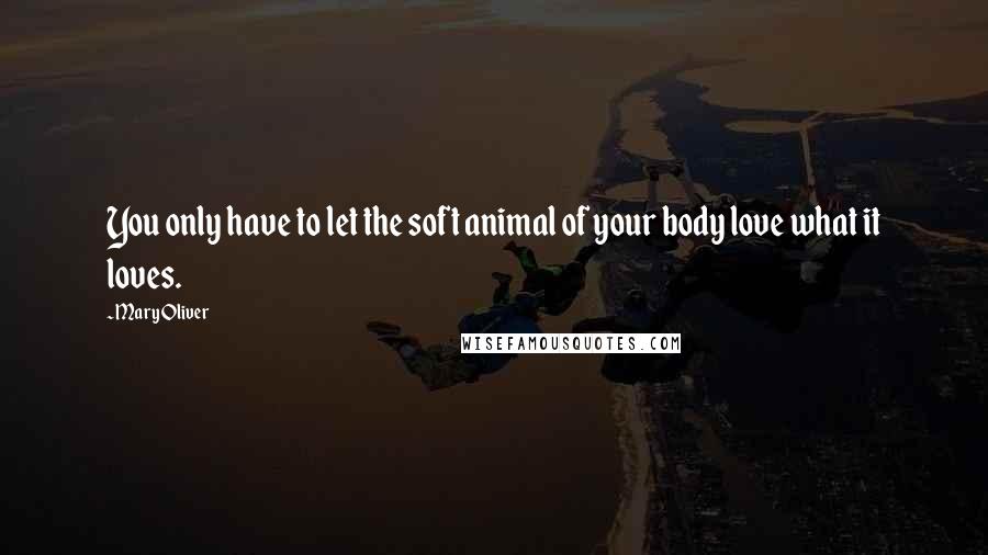 Mary Oliver Quotes: You only have to let the soft animal of your body love what it loves.