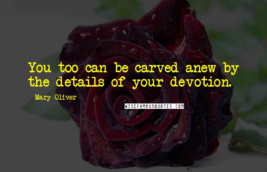 Mary Oliver Quotes: You too can be carved anew by the details of your devotion.