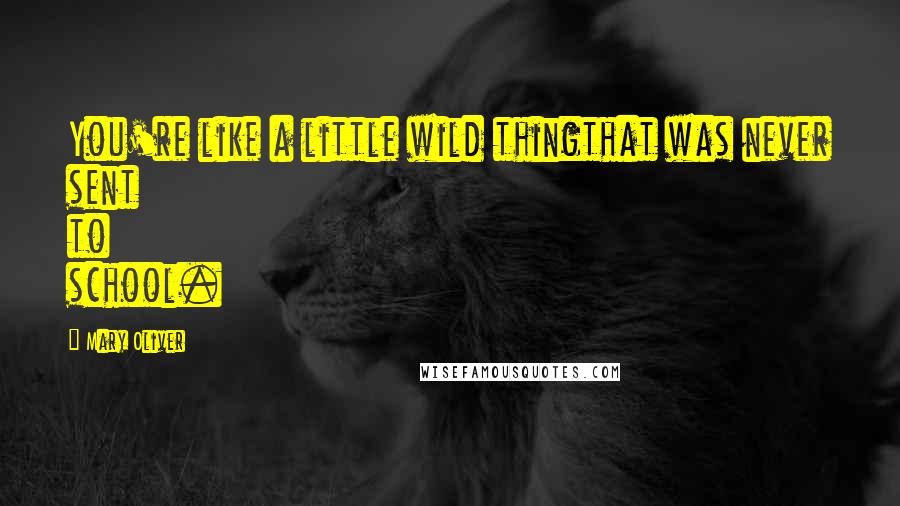 Mary Oliver Quotes: You're like a little wild thingthat was never sent to school.