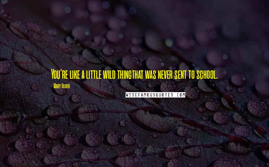 Mary Oliver Quotes: You're like a little wild thingthat was never sent to school.
