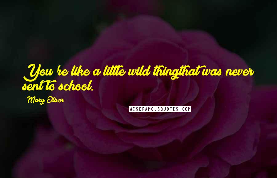 Mary Oliver Quotes: You're like a little wild thingthat was never sent to school.