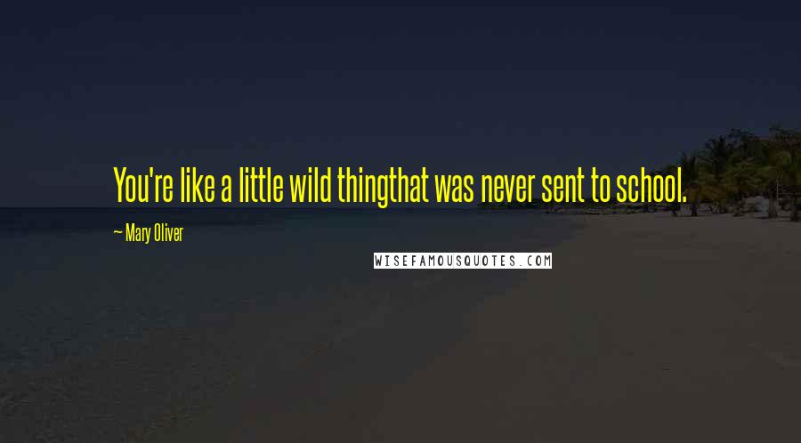 Mary Oliver Quotes: You're like a little wild thingthat was never sent to school.