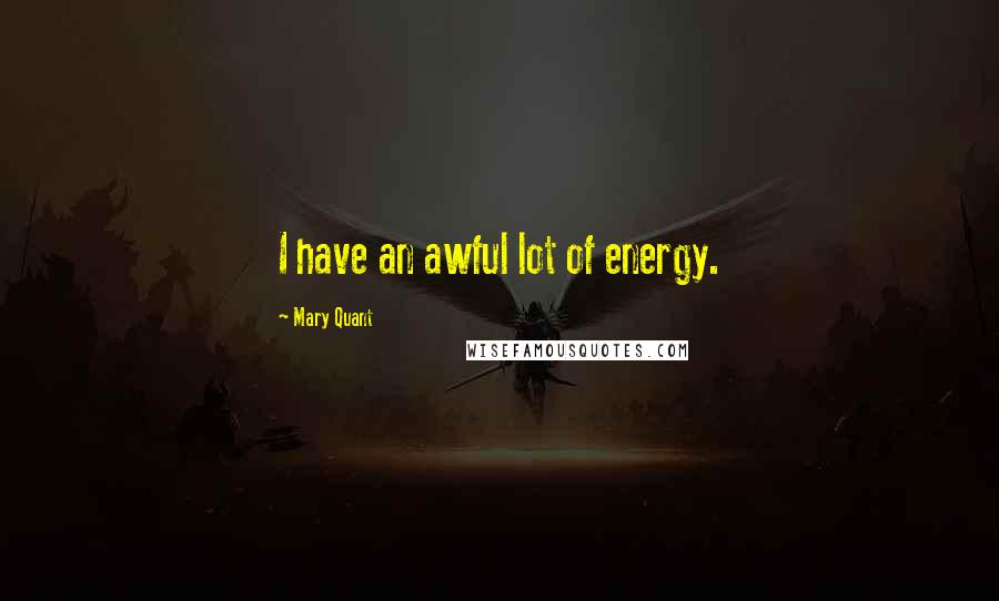 Mary Quant Quotes: I have an awful lot of energy.