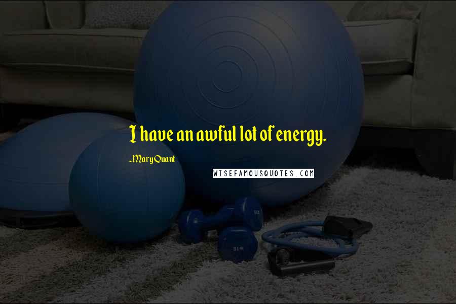 Mary Quant Quotes: I have an awful lot of energy.