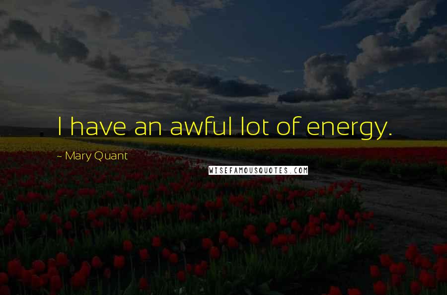 Mary Quant Quotes: I have an awful lot of energy.