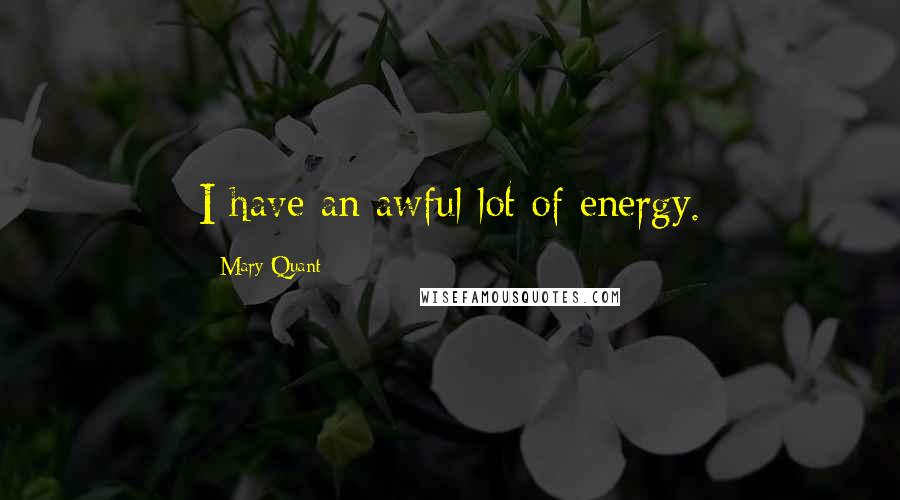 Mary Quant Quotes: I have an awful lot of energy.