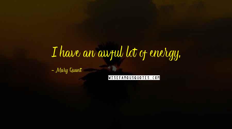 Mary Quant Quotes: I have an awful lot of energy.